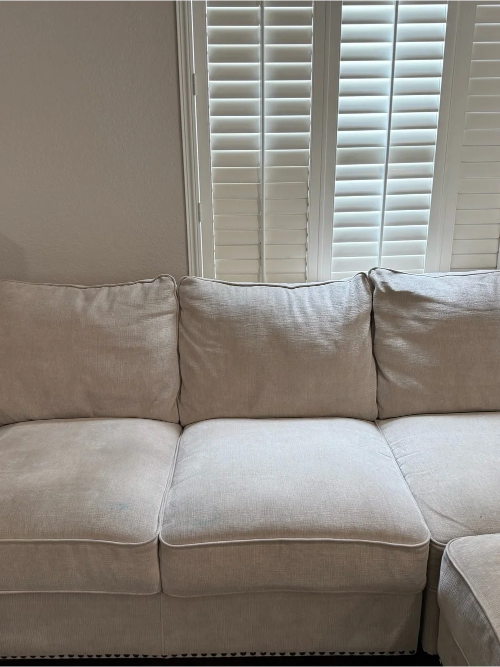 Neutral Beige Sectional Sofa with Nailhead Trim - Home Accents
